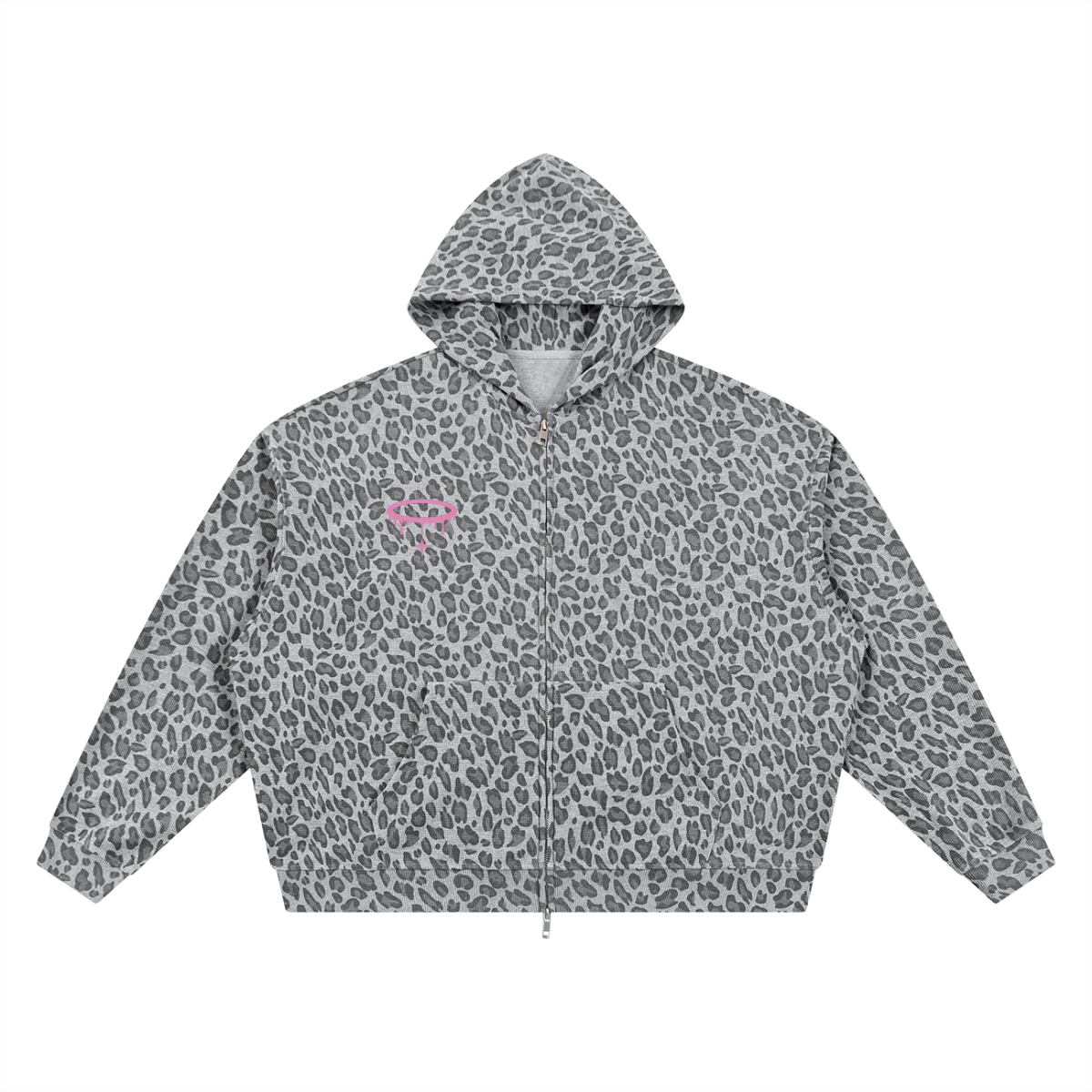 Pink Leopard Zip Up Hoodie