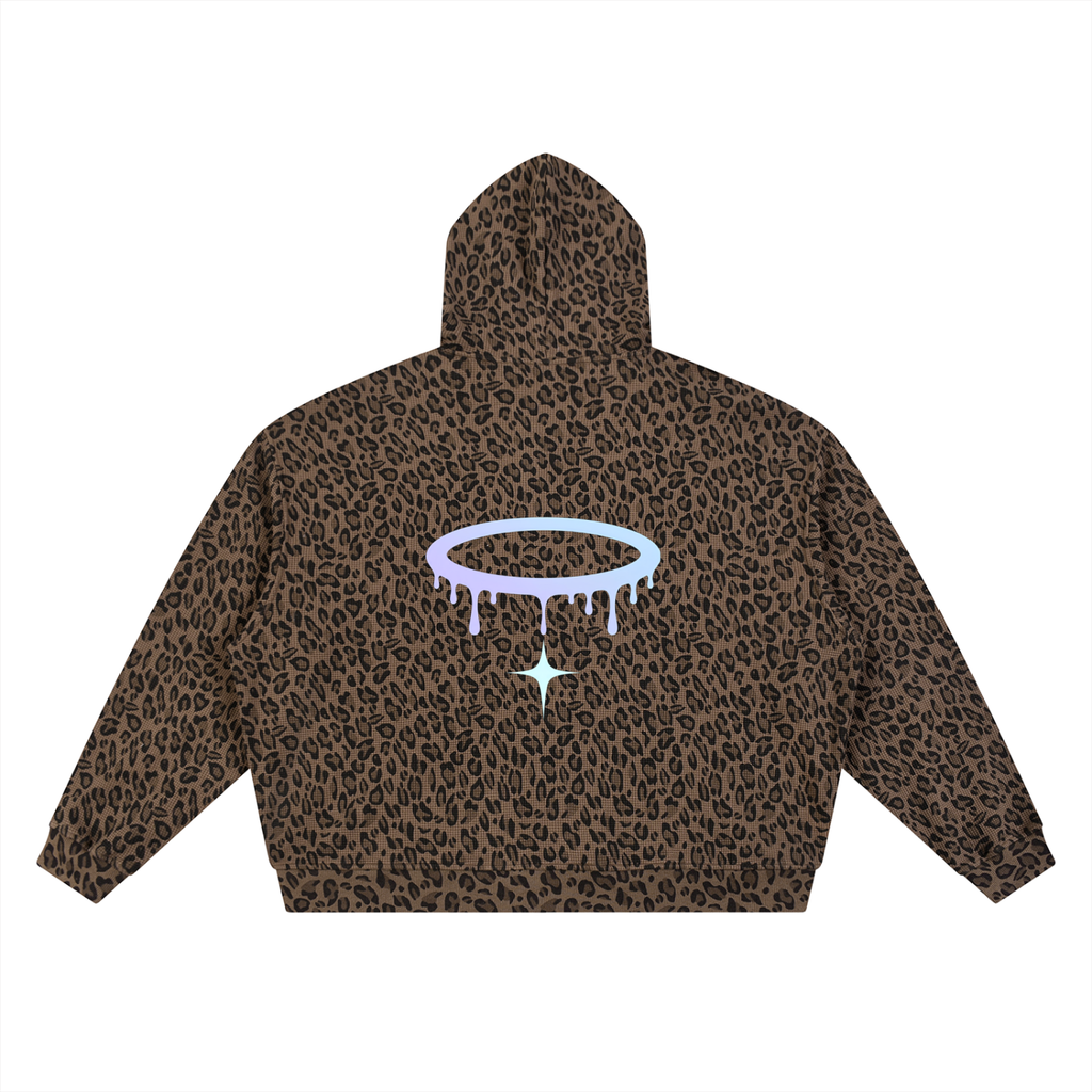 Blue Leopard Zip Up Hoodie